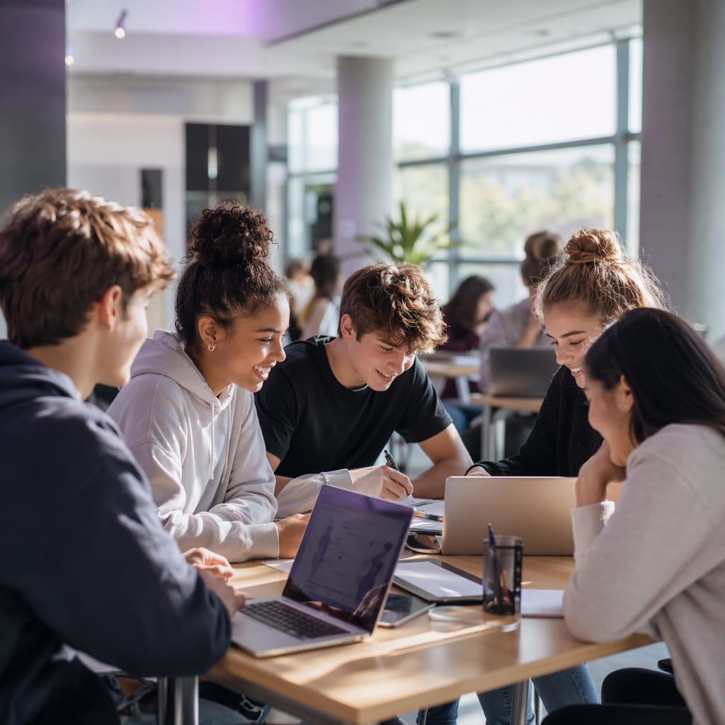 Students collaborating at school
